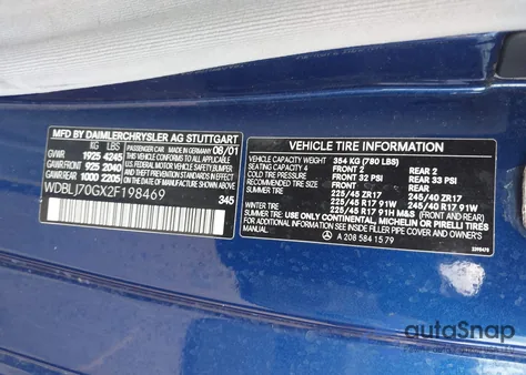 2002 Mercedes-Benz Clk 430 из США, поврежденный, VIN WDBLJ70GX2F198469